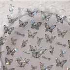 Laser Butterfly Nail Art Stickers Adhesive Slider Black Butterfly Sticker Decals M269