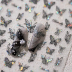 Laser Butterfly Nail Art Stickers Adhesive Slider Black Butterfly Sticker Decals M269