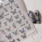 Laser Butterfly Nail Art Stickers Adhesive Slider Black Butterfly Sticker Decals M269