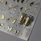 Laser Butterfly Nail Art Stickers Adhesive Slider Metal Colors Butterfly Sticker Decals TL109