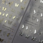 Laser Butterfly Nail Art Stickers Adhesive Slider Metal Colors Butterfly Sticker Decals TL109