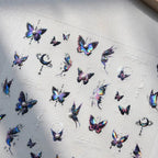 Laser Butterfly with Pearl Nail Art Stickers Adhesive Embossed Sticker Decals 