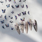 Laser Butterfly with Pearl Nail Art Stickers Adhesive Embossed Sticker Decals 