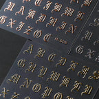 Laser Gothic Initials Nail Art Stickers Adhesive Slider Metal Letters Sticker Decals M009