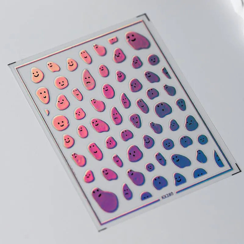 Laser Heart Nail Art Stickers Love Heart Bunny Shape Adhesive Sticker Decals KX280