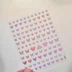 Laser Love Nail Art Stickers Adhesive Embossed Shiny Heart Sticker Decals for Valentine's Day 