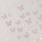 Laser Pink Butterfly Nail Art Stickers Adhesive Slider Embossed Sticker Decals 