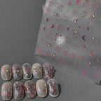 Laser Pink Star Nail Art Stickers Adhesive Sliders Moon Heart With Rhinestone Sticker Decals TL090