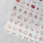 Laser Starfish Nail Art Stickers Adhesive Slider Embossed Shell Sea Sticker Decals M176