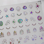 Laser Starfish Nail Art Stickers Adhesive Slider Embossed Shell Sea Sticker Decals M176