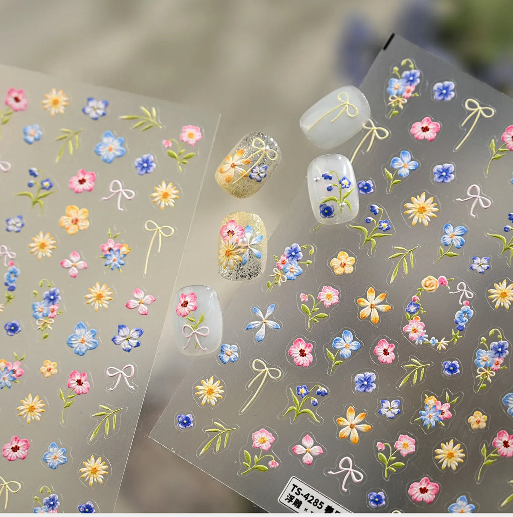 Lavender Dry Flowers Leaf Nail Art Stickers Decals