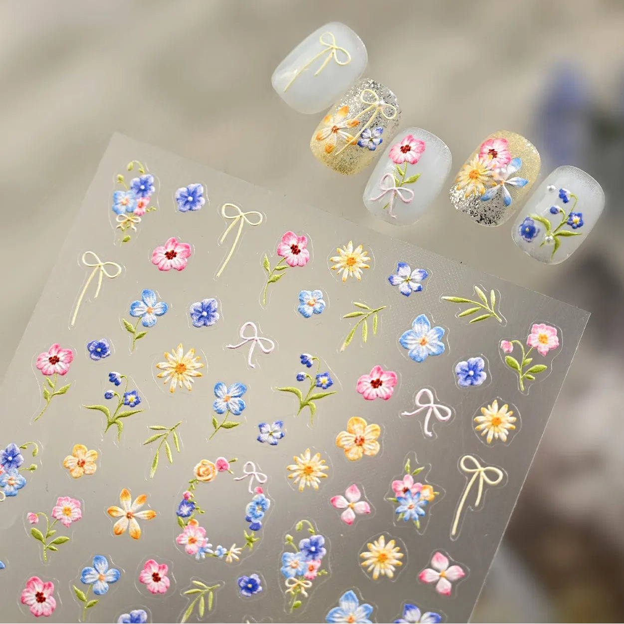 Lavender Dry Flowers Leaf Nail Art Stickers Decals