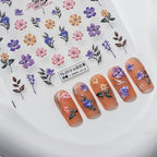 Lavender Nail Art Stickers 3D Adhesive Slider Flower Leaf Sticker Decals TS2512