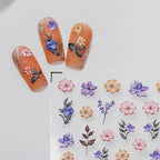 Lavender Nail Art Stickers 3D Adhesive Slider Flower Leaf Sticker Decals TS2512