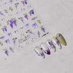 Lavender Nail Art Stickers Flower Adhesive Embossed Wisteria Rose Sticker Decals to3309