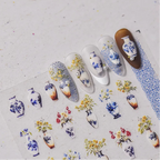 Lavender Nail Art Stickers Flower Adhesive Embossed Wisteria Rose Sticker Decals to3309