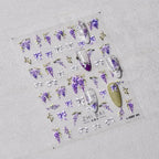 Lavender Nail Art Stickers Flower Adhesive Embossed Wisteria Rose Sticker Decals to3309