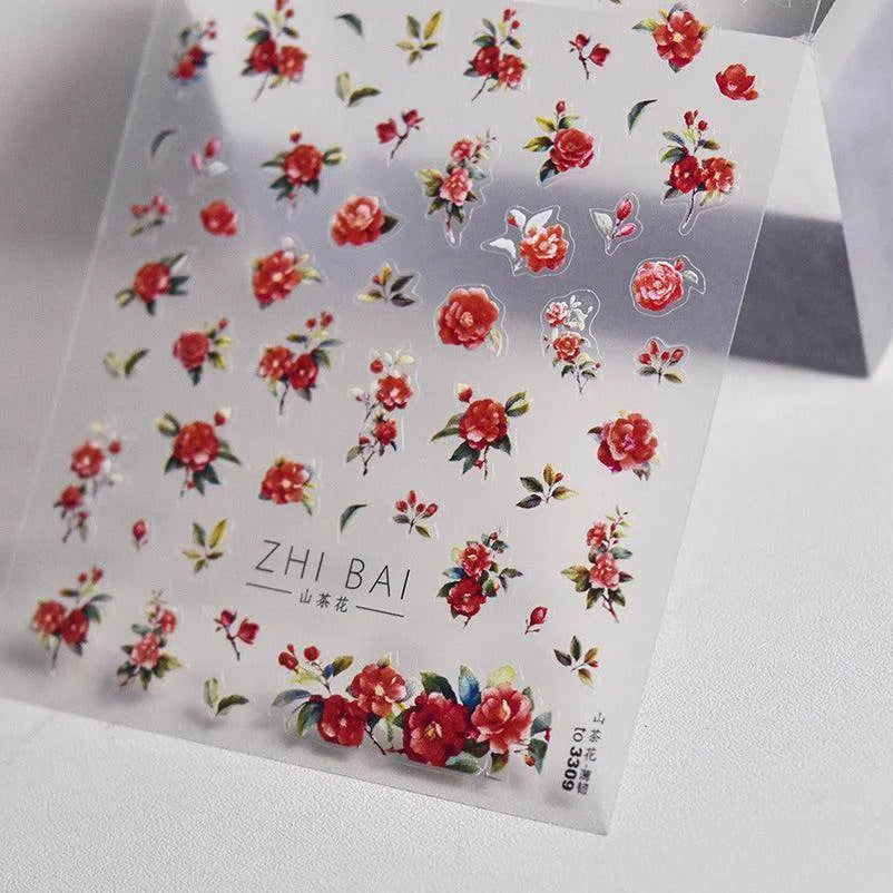 Lavender Nail Art Stickers Flower Adhesive Embossed Wisteria Rose Sticker Decals to3309