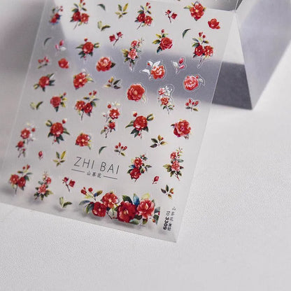 Lavender Nail Art Stickers Flower Adhesive Embossed Wisteria Rose Sticker Decals to3309