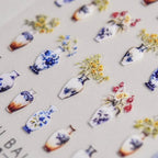 Lavender Nail Art Stickers Flower Adhesive Embossed Wisteria Rose Sticker Decals to3309