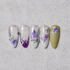 Lavender Nail Art Stickers Flower Adhesive Embossed Wisteria Rose Sticker Decals to3309