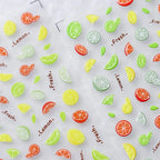 Lemon Orange Nail Art Stickers Summer Fruit Adhesive Slider Sticker Decals TS3006