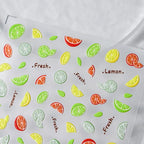 Lemon Orange Nail Art Stickers Summer Fruit Adhesive Slider Sticker Decals TS3006