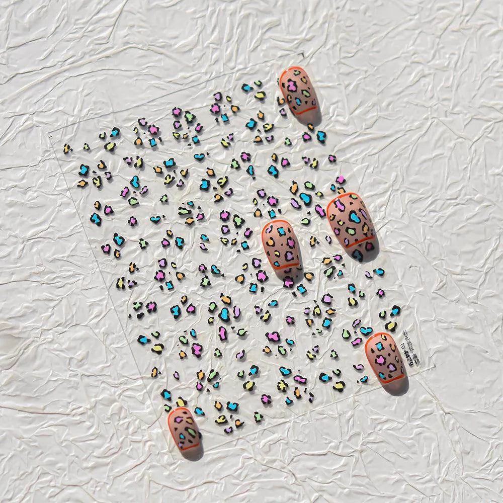 Leopard Print Nail Art Stickers Colorful Leopard Adhesive Sticker Decals