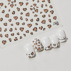 Leopard Print Nail Art Stickers Heart Shape Adhesive Embossed Sticker Decals 