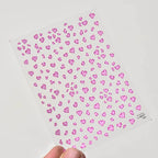 Leopard Print Nail Art Stickers Heart Shape Adhesive Embossed Sticker Decals 
