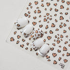 Leopard Print Nail Art Stickers Heart Shape Adhesive Embossed Sticker Decals 