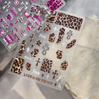 Leopard Print Nail Stickers - Y2K Punk Cross Skull DIY Decals 