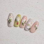 Lily Flower Nail Art Stickers Adhesive Embossed Pink Lily Sticker Decals 