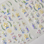 Lily Flower Nail Art Stickers Adhesive Embossed Wild Flowers Rose Sticker Decals 