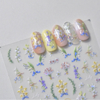 Lily Flower Nail Art Stickers Adhesive Embossed Wild Flowers Rose Sticker Decals 