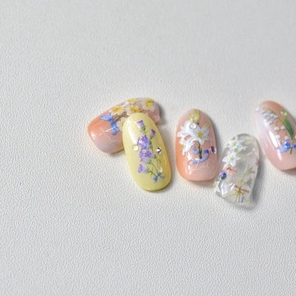 Lily Flower Nail Art Stickers Adhesive Embossed Wild Flowers Rose Sticker Decals 