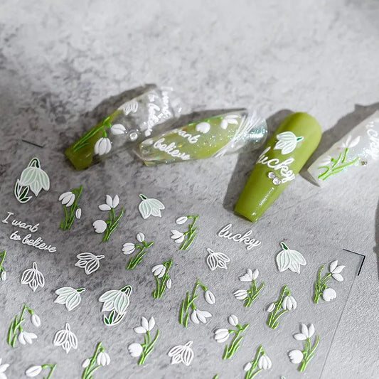 Lily Flower Nail Art Stickers Floral Adhesive Slider Sticker Decals TS1687