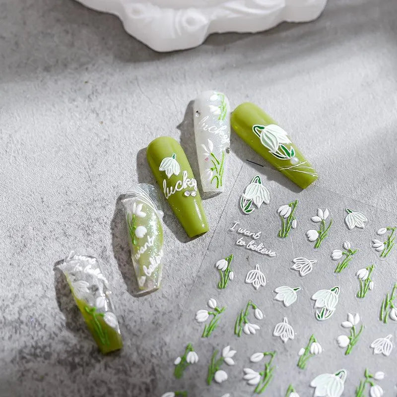 Lily Flower Nail Art Stickers Floral Adhesive Slider Sticker Decals TS1687