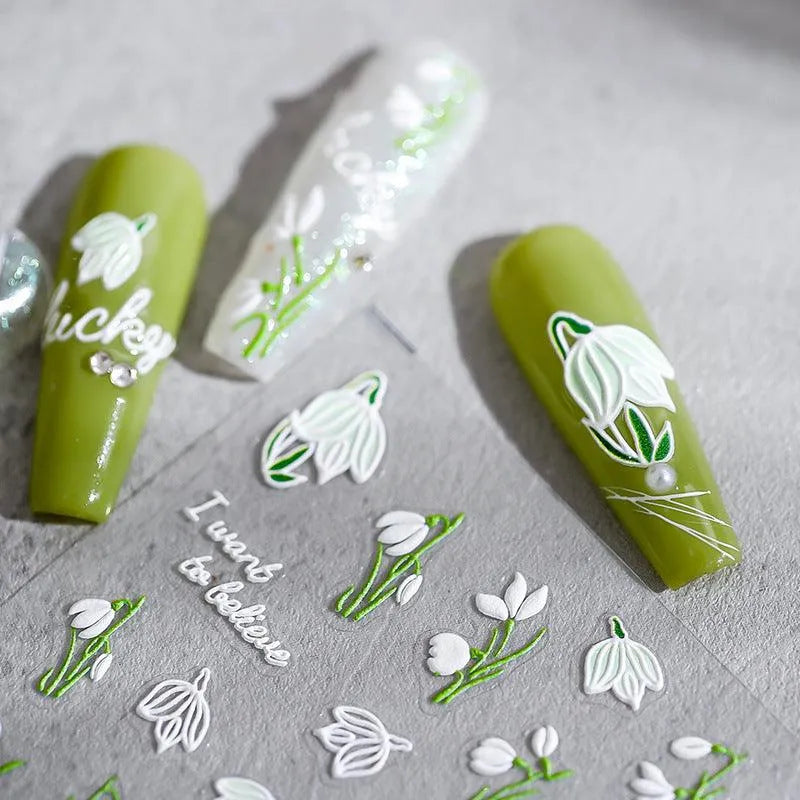 Lily Flower Nail Art Stickers Floral Adhesive Slider Sticker Decals TS1687