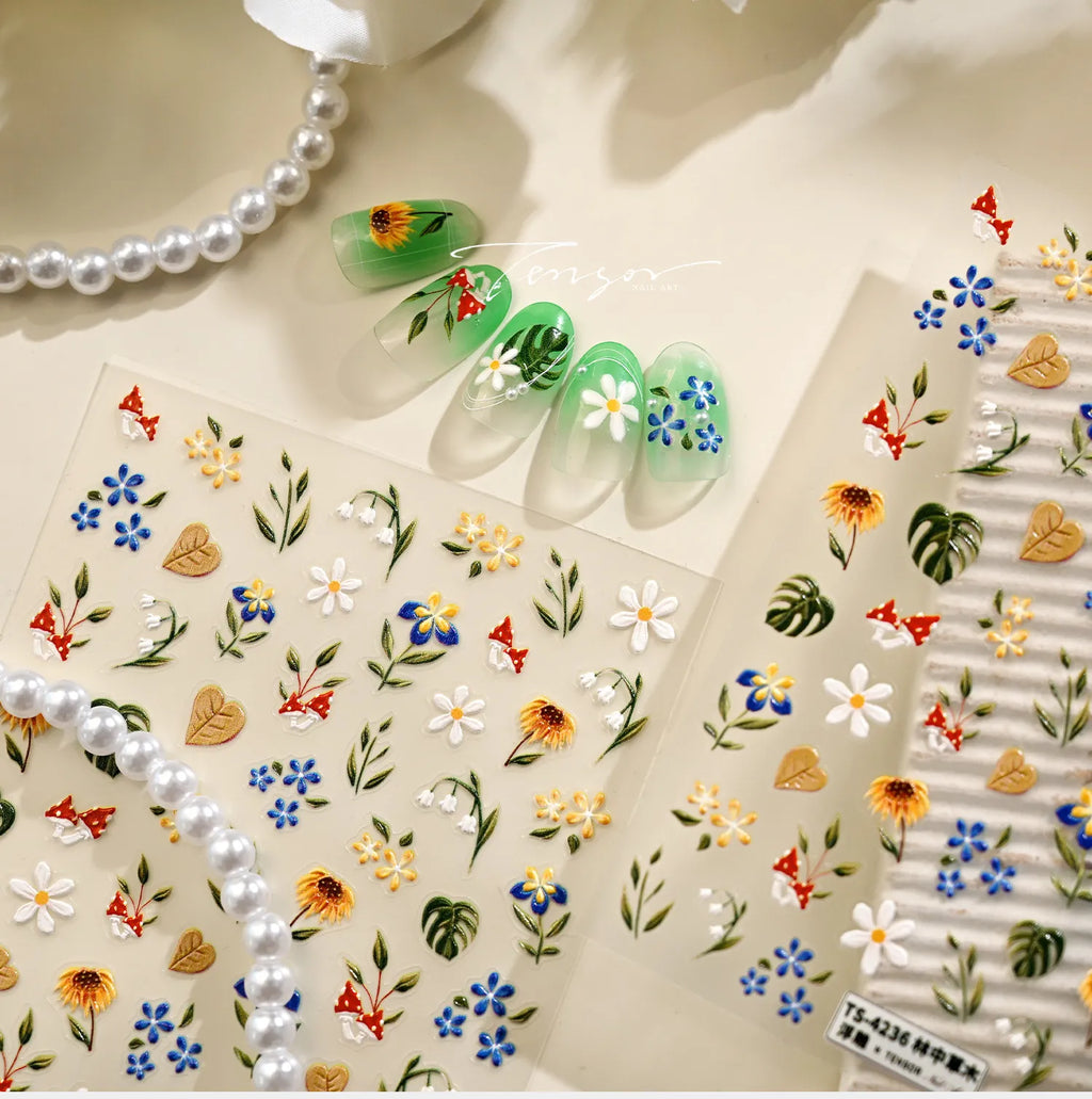 Lily Flower Nail Art Stickers Wild Flowers Rose Sticker Decals