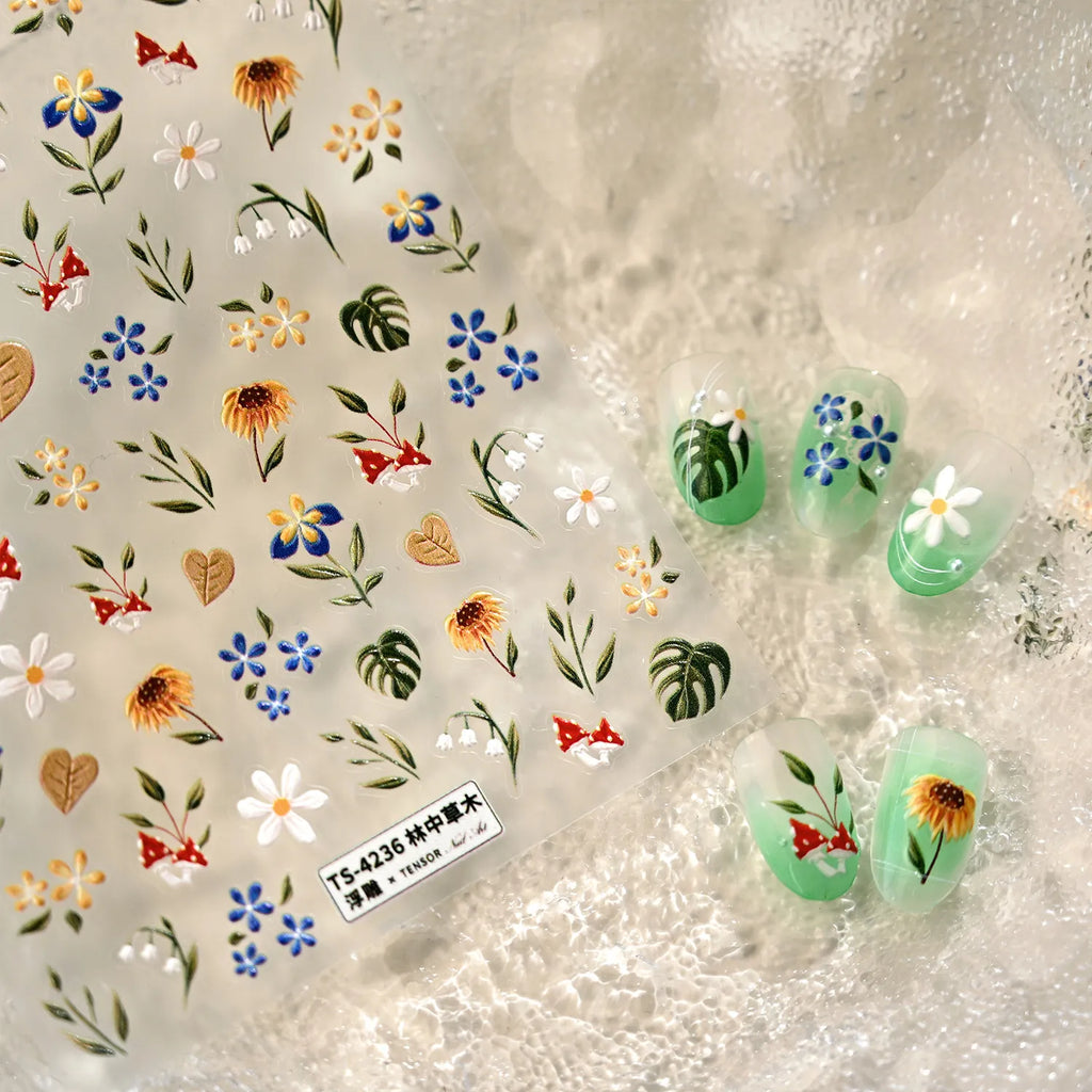 Lily Flower Nail Art Stickers Wild Flowers Rose Sticker Decals