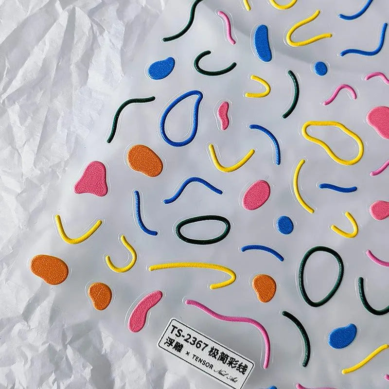 Line Nail Art Stickers Adhesive Slider Colorful Lines Sticker Decals TS2367