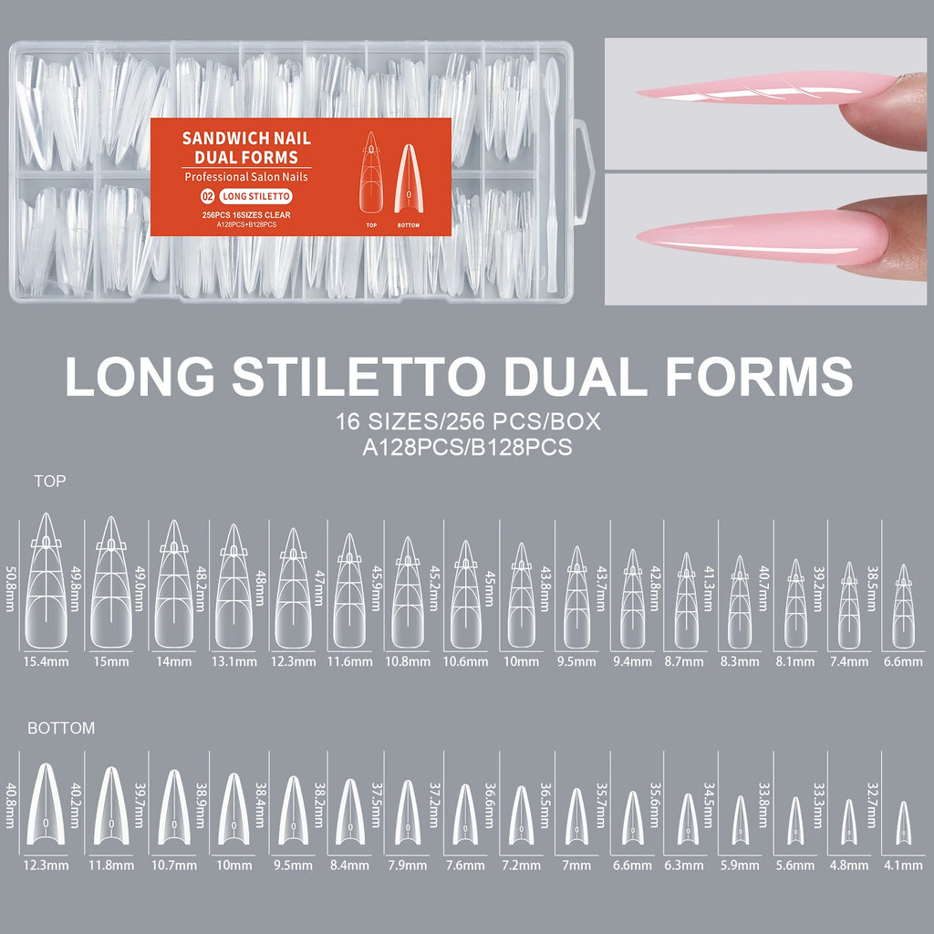 Sandwich Dual Nail Forms - Long Stiletto