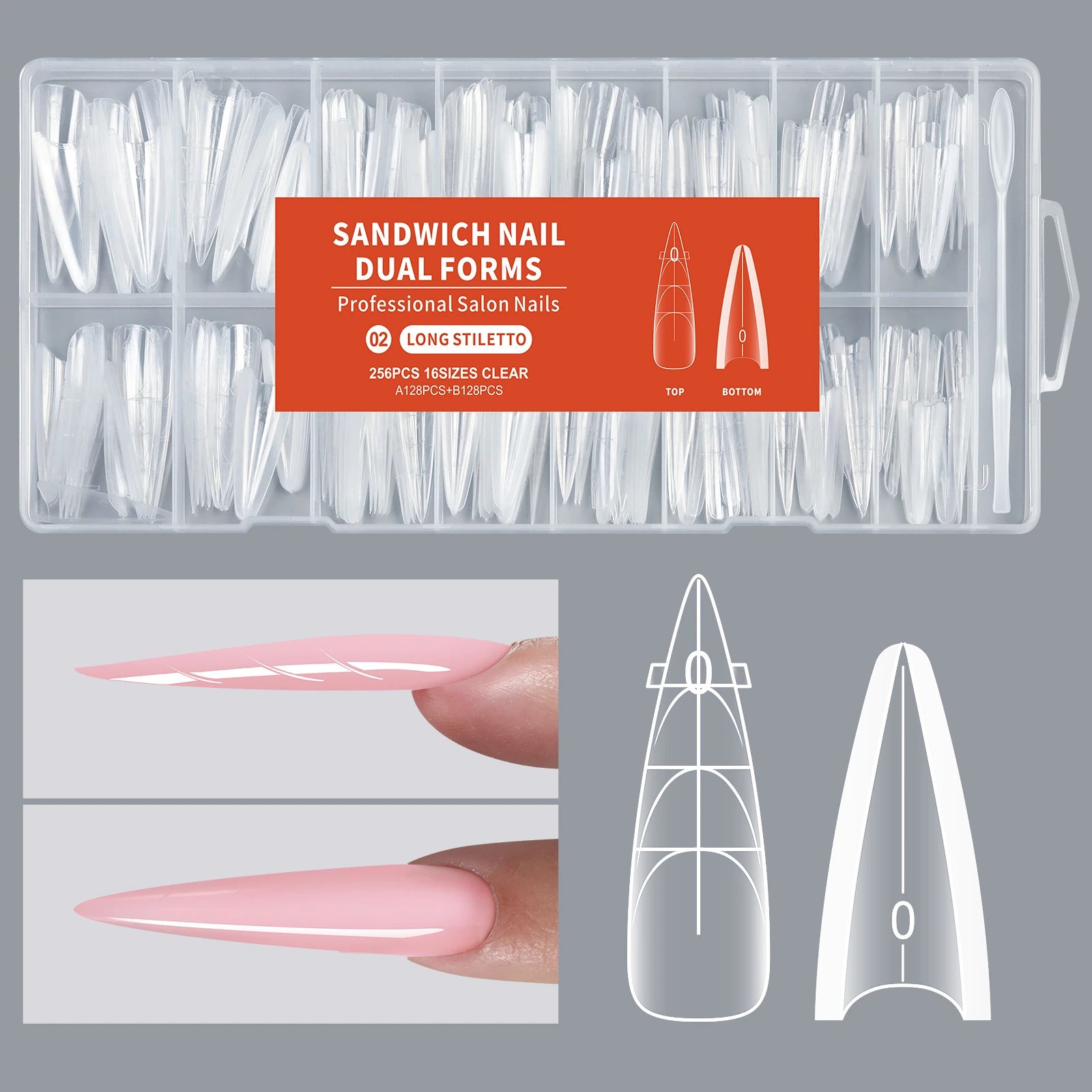 Sandwich Dual Nail Forms - Long Stiletto