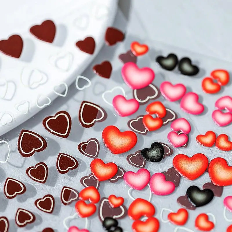 Love Heart Design Nail Art Stickers Adhesive Embossed Heart Sticker Decals 