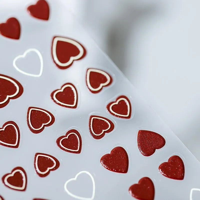 Love Heart Design Nail Art Stickers Adhesive Embossed Heart Sticker Decals 