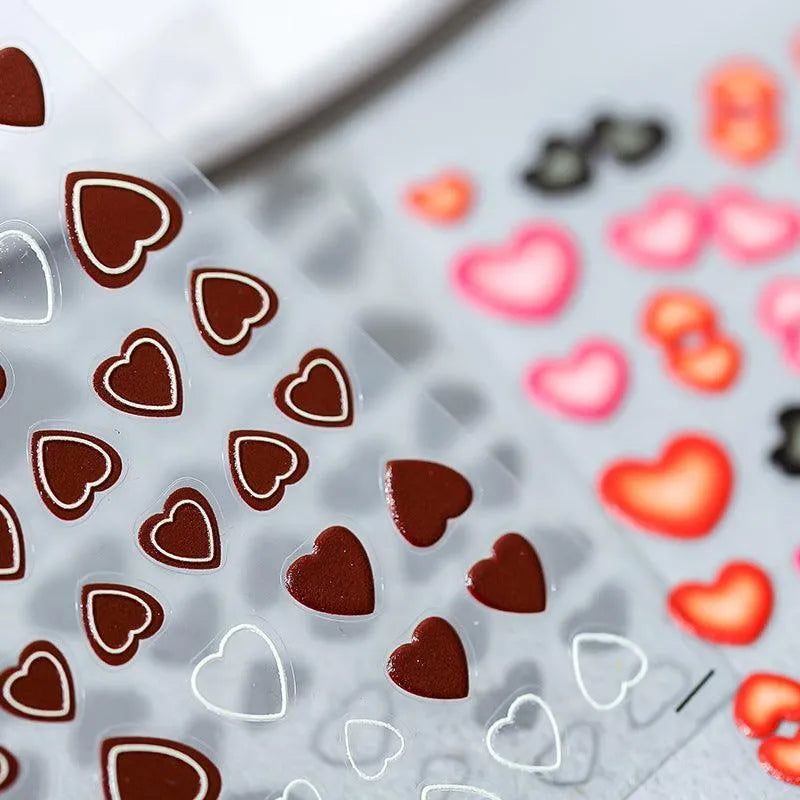 Love Heart Design Nail Art Stickers Adhesive Embossed Heart Sticker Decals 