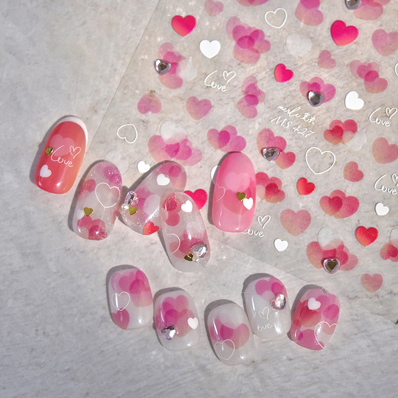 Love Heart Nail Art Stickers Valentine's Day Adhesive Sticker Decals MS427