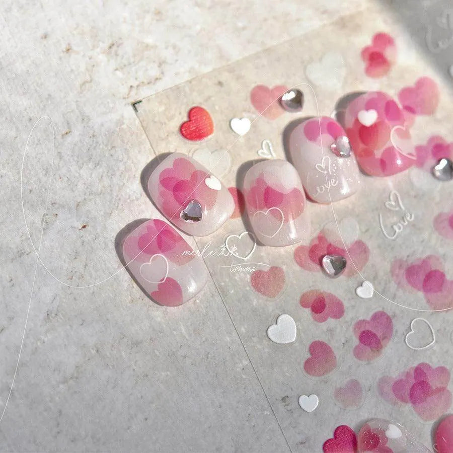 Love Heart Nail Art Stickers Valentine's Day Adhesive Sticker Decals MS427