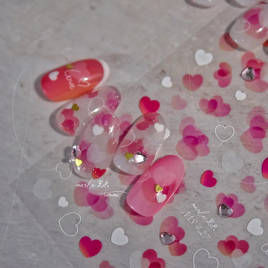 Love Heart Nail Art Stickers Valentine's Day Adhesive Sticker Decals MS427